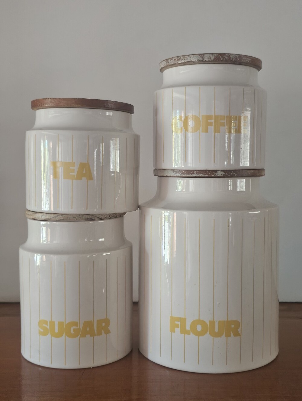 VTG 1980s Hornsea Pottery Stripe Canister Set of 4 England MCM
